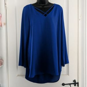 Blue Express lattice front flowy sleeve top